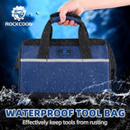 Tool Bag 13'', Wide Mouth Tool Organizer for Tool Storage, Heavy Duty and Water Proof, Blue & Black