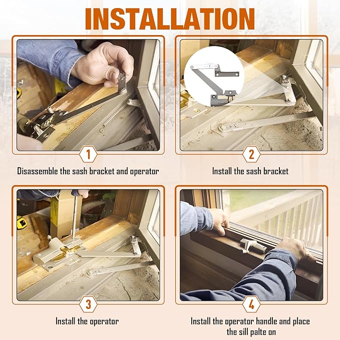 Split Arm Operator for Left Hand with Handle for Replacing Damaged Window Crank Fit Andersen Perma-Shield Casement Window (1982-1995), Stone Color