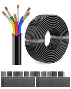 NAOEVO 16 Gauge Wire 6 Conductor Electrical Wire, 16 AWG Stranded PVC Cord, 12V Low Voltage/Tinned Copper/Flexible Cable for Automotive Wiring, Lamp Cord, Marine Cable (100FT)