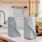Roll of Microfiber Cleaning Cloth –100 Pack, Tear Away Microfiber Towels, Reusable, Washable, Scratch-Free, Cleaning Supplies,Kitchen Towels for Car, Home, Kitchen, Dishes(Cloud Gray)