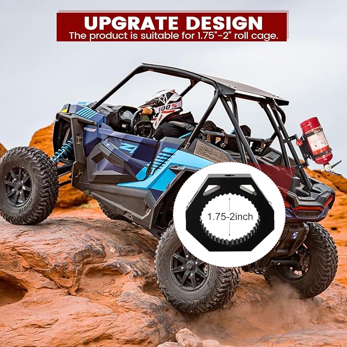 UTV Fire Extinguisher Mount Kit - Quick Release Fire Extinguisher Mounting Bracket Adjustable 1.75'' to 2'' Roll Bar Aluminum Alloy Heavy Duty for Polaris RZR Ranger Can-Am Maverick ATV