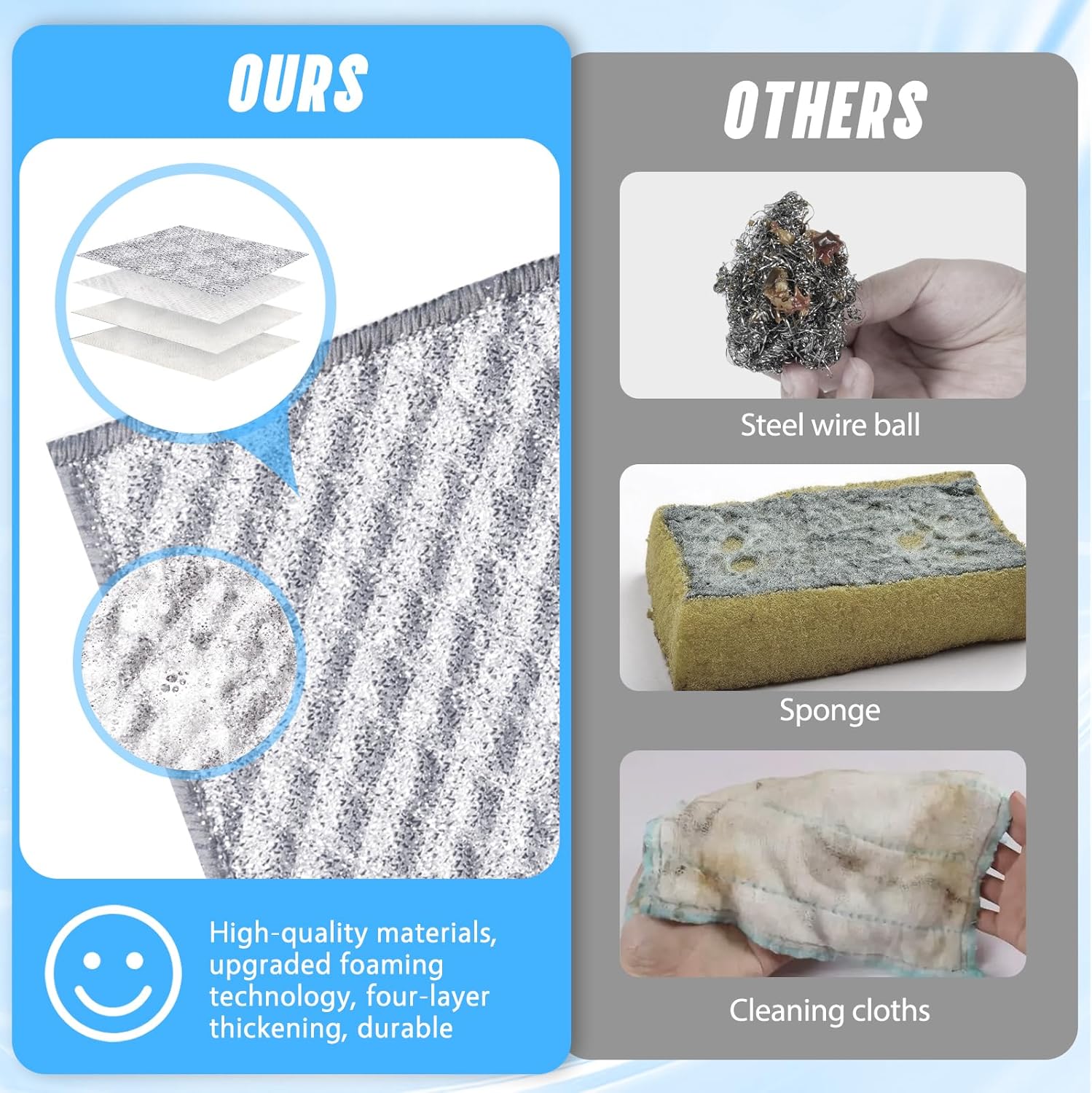 8 PCS Four-Layer Non-Scratch Multipurpose Steel Wire Dishcloths - Reusable Quick-Dry Odor-Free Scrub Cloths for Dishes, Kitchen Cleaning Cloths for Cookware, Sinks, Stove Tops(7.87X7.87)