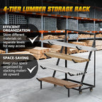 4 Tier Pipe And Lumber Storage Rack - Heavy Duty Pipe Rack With 4IN Swivel Casters And Adjustable Support Bar Weight Capacity Up To 1200LBS, Plywood Storage Shelf For Garage, Workshop And Warehouse