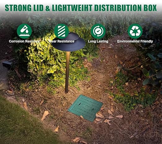 2 Sets 12.5x12.5x14.3in Underground Splice Boxes W/Solid Inspection Cover Deep Enclosure Precast PE Pull Distribution Pit Access Electrical Junction Boxes Drillable Tapered Wiring Cable Box