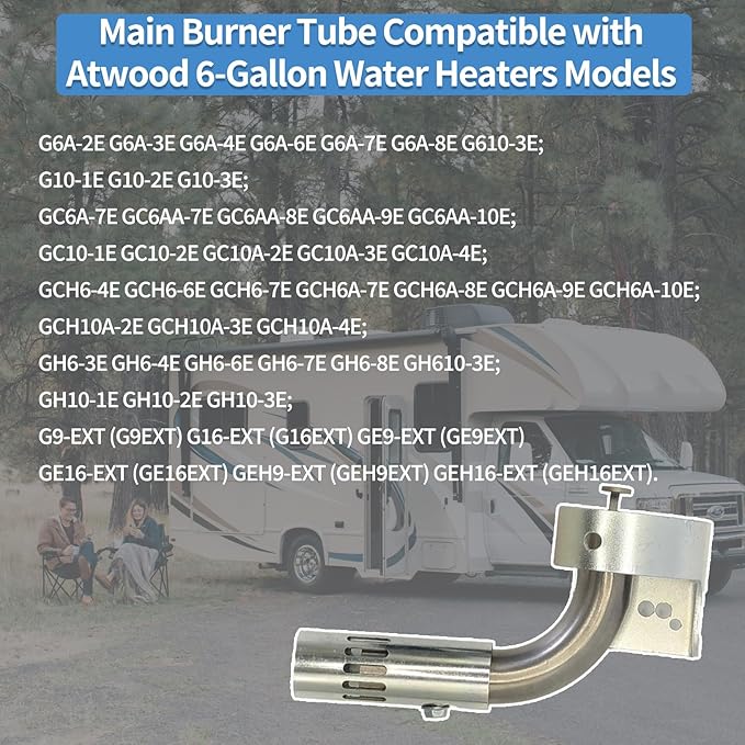 91638 Main Burner Tube Compatible with Atwood 6-Gallon Water Heaters Models G6A-8E, G6A-6E, GCH6-4E, GH6-6E, GCH6A-7E, GC6AA-10E Main Burner, Replaces# 91638