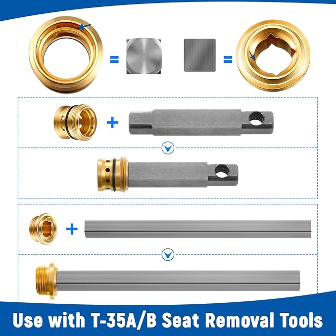 Enhon Valve Rebuild Kit Replacement for REB-VALVE, Compatible with Symmons Temptrol Valve, TA-10 Spindle Assembly, TA-4 Hot and Cold Seats, T-11 Cap Gasket, T-35A/B Seat Removal Tools (1 Pack)