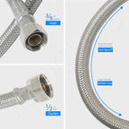 [4-Pack] PROCURU 72" (6Ft) Faucet Supply Line Connector, 3/8"C x 1/2"F Braided Stainless Steel (9SF72-4P)