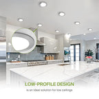 ASD 6 Pack LED Recessed Lighting 4 Inch 12W, 5 CCT 2700K-5000K CRI90+, IC Rated Ultra Thin Dimmable Ceiling Lights with J Box, Canless Wafer Downlight, Round Slim Panel Light, UL Listed, Nickel