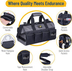 Garden Tool Bag Organizer – 13 Pocket Heavy-Duty Gardening Tote with 7 Outer & 6 Inner Compartments, Anti-Slip Base, Adjustable Shoulder Strap & Belt – Garden Organizers and Storage (Grey)