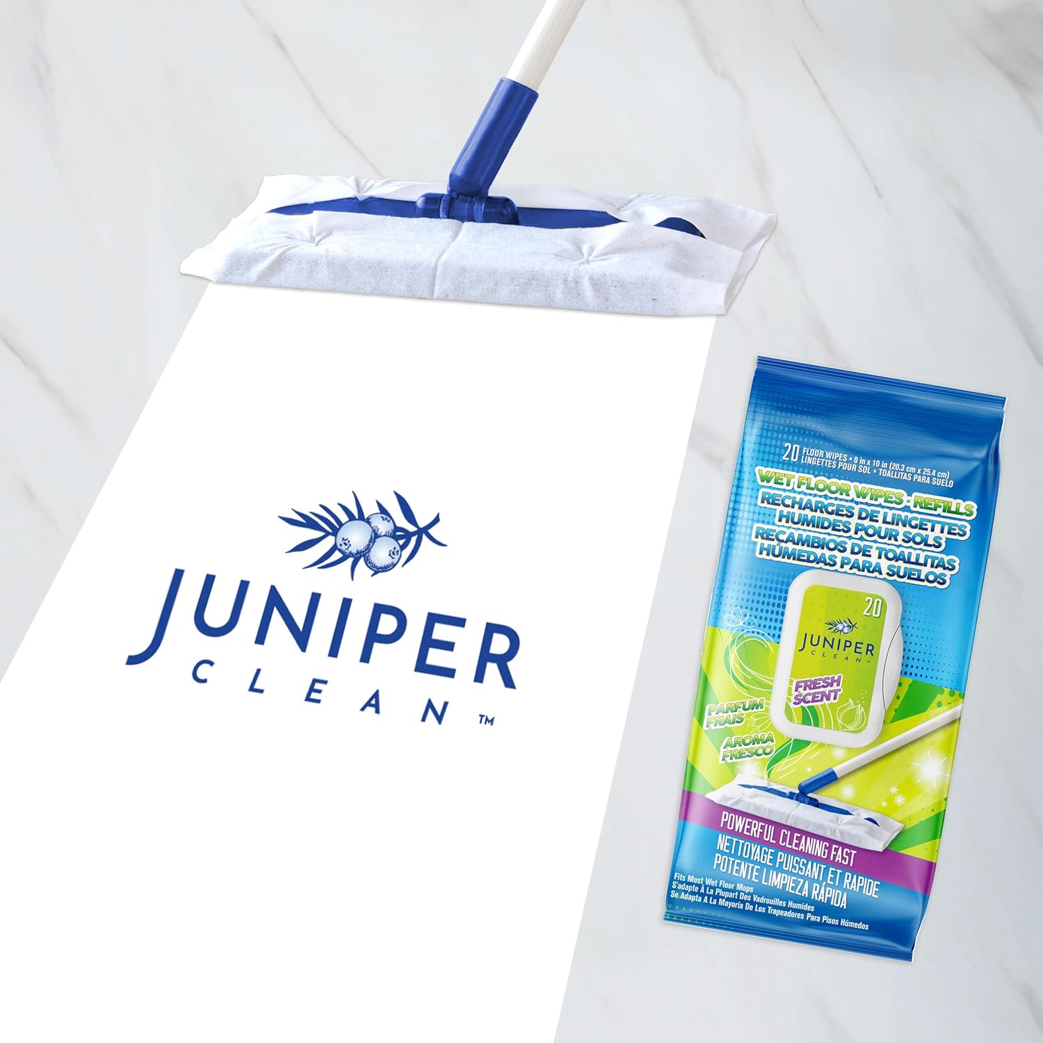 Wet Floor Wipes, Multi Surface Floor Cleaner Wet Mop Pads Fit Swiffer Sweeper Mop, Fresh Scent & Plant-Based Textured Cloth Trap Absorb Dirt, 20 Count (Pack of 8)