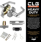 CLG HARDWARE Commercial Lever Door Lock - Heavy-Duty Locking Door Handle, Designer Door Handles, Cylindrical Lever Lock, Non-Handed Grade 2 Industrial Door Handle, 26D Satin Chrome, Storeroom Function