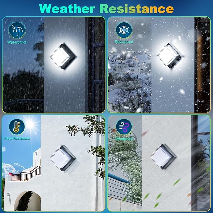 ledmo LED Wall Lights, 12W 6000K Outdoor Modern Porch Light Outdoor, 1000LM Double-Layer Aluminum Square Exterior Wall Mount Fixture IP65 Waterproof for House