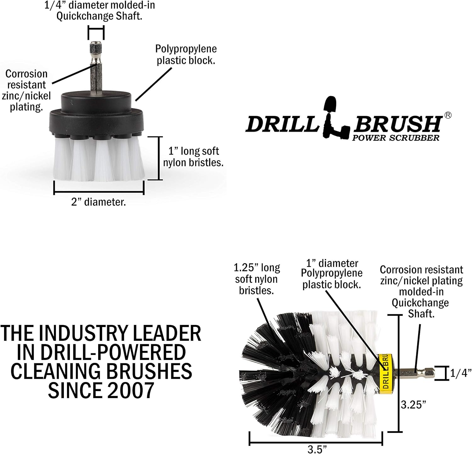 Car, Motorcycle, Truck, Boat - Cleaning Supplies – Drill Brush – Soft White Detailing Brush Kit - Car Wash - Spin Brush - Wheel Cleaner - Interior, Vinyl, Upholstery, Fabric, Leather Seat Cleaner