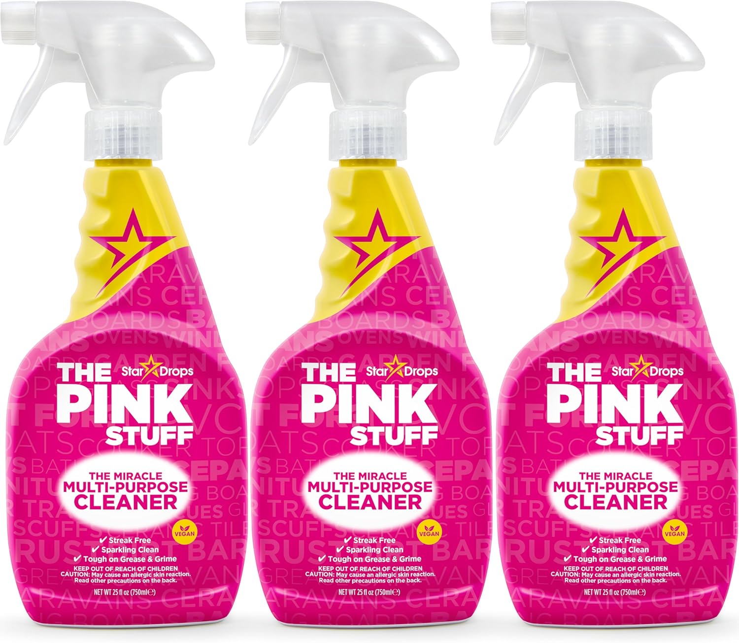 Stardrops - The Pink Stuff - The Miracle Multi-Purpose Cleaning Spray 750ml 3-Pack Bundle (3 Multi-Purpose Spray)