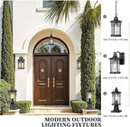 Outdoor Post Lighting Fixtures Pole Lantern Waterproof Aluminum Housing with Water Ripple Glass 16.5 Inch Height Large Size Pillar Light Outdoor for Garden Patio Pathway E26 Socket