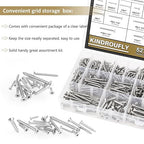 527 Pieces #4#6#8#10#12 Phillips Countersunk Head Self-Tapping Screws, Wood Screws Assortment Kit, 304 Stainless Steel