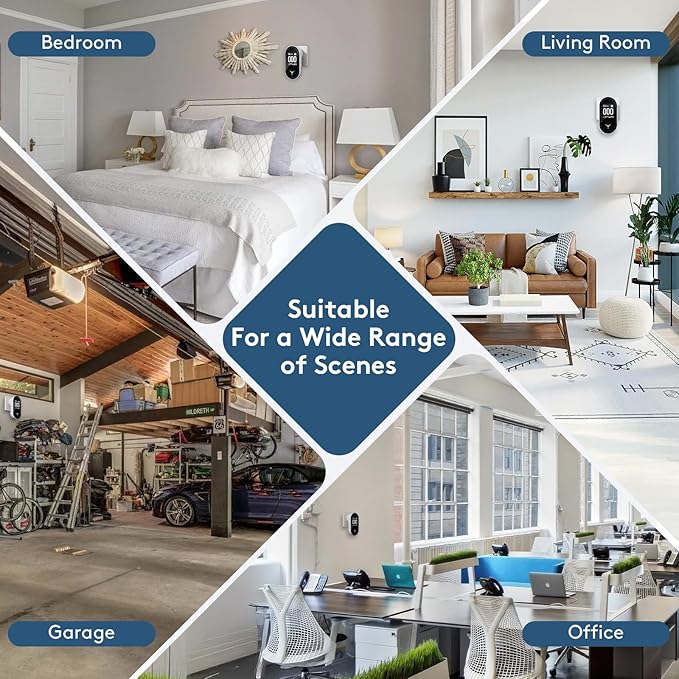 Carbon Monoxide Detectors, Plug in Wall, 3-in-1, with Large Display Screen,for CO Unit,Temp Value,Hum Value,4 Color Alert lcons, Adjustable Brightness Design