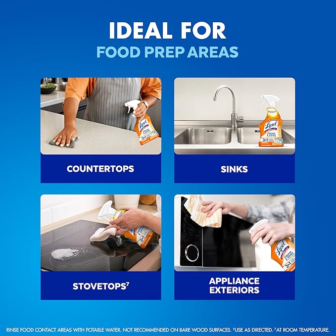 Lysol Pro Kitchen Spray Cleaner and Degreaser, Antibacterial All Purpose Cleaning Spray for Kitchens, Countertops, Ovens, and Appliances, Citrus Scent, 22oz (Pack of 2)