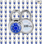 Combination Lock, LQYN Standard Dial Combination Lock, Pack of 100; Blue Turnplate, 2 in. Wide, Fixed Three Digital Combination, for School, Gym & Locker, Toolbox, Gate