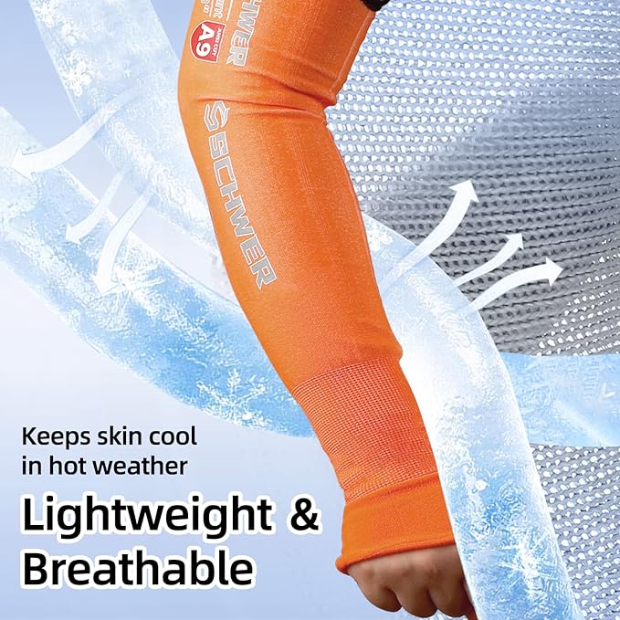 Schwer PRO-SKIN ANSI A9 Cut Resistant Arm Sleeves for Men & Women, 18in Puncture Resistant Arm Protectors for High Risk Work