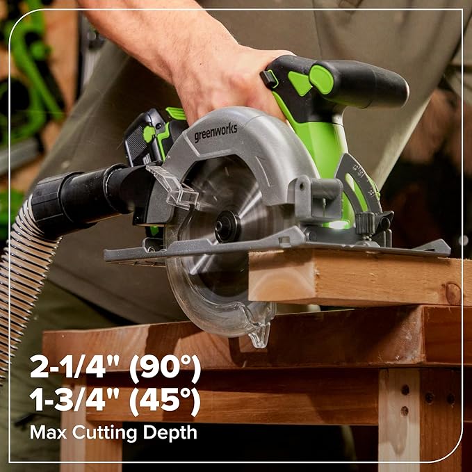 Greenworks 24V Cordless Brushless 400 in-lbs Drill/Driver + 6.5" Circular Saw, 4,800 RPM, Cutting Depth 45°/90° (2) 2.0Ah USB-C Batteries(12,000mAh Power Bank) and 65W USB-C Fast Charger(3-Port)