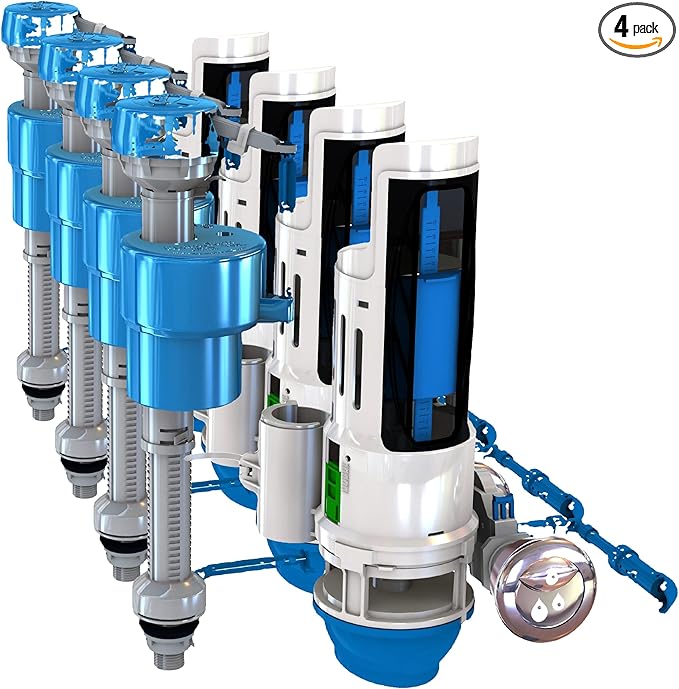 Danco HYR460 HyrdroRight Water-Saving Toilet Tank Repair Kit with Dual Flush Valve, Includes Dual Push Btton Handle in Chrome (Pack of 4)