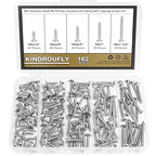 162 Pieces #6 x 1/2" 5/8" 3/4" 1" 1-1/4" Phillips Countersunk Head Self-Tapping Screws, Wood Screws Assortment Kit, 304 Stainless Steel