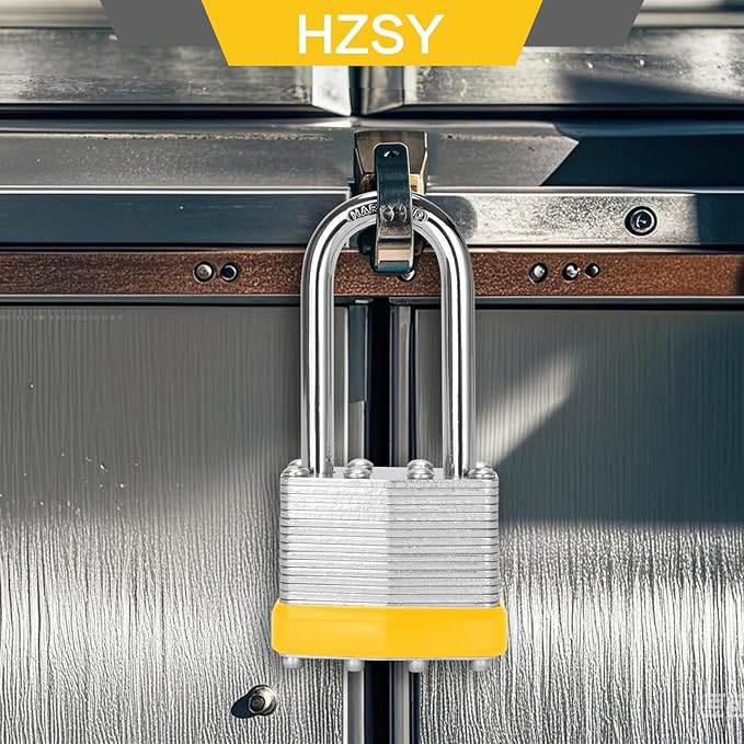 Padlocks Keyed Alike, Pack of 12, Laminated Steel Keyed Lock (1-9/16", 40mm), Padlocks with Same Key, Long Shackle, for Toolbox, Locker & StorageUnit or More