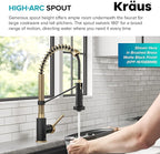 KRAUS Bolden Commercial Style 2-Function Single Handle Pull Down Kitchen Faucet in Spot-Free Brushed Brass, KPF-1610BB
