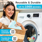 Microfiber Cleaning Cloths Roll, 75 Pack Tear Away Microfiber Towels Roll, 12" x 12" Lint Free Rags, Reusable Cleaning Cloths, Washable, Scratch Free,Ultra Absorbent Dish Rags(Blue Ripple)