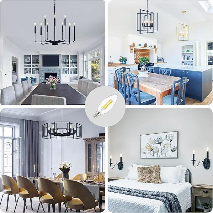 Depuley LED Light Bulbs E12: 24-Pack Candelabra Light Bulb 4W Candle Bulb Equivalent 40W - Edison Vintage Bulbs Daylight 5000K C35 Clear Bulb 500 LM 80+CRI Non-Dimmable