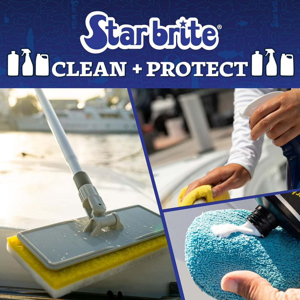 STAR BRITE Scrub Pad Kit - 3 Different Textured Scouring Pads & Interchangeable Handle (040023PW)