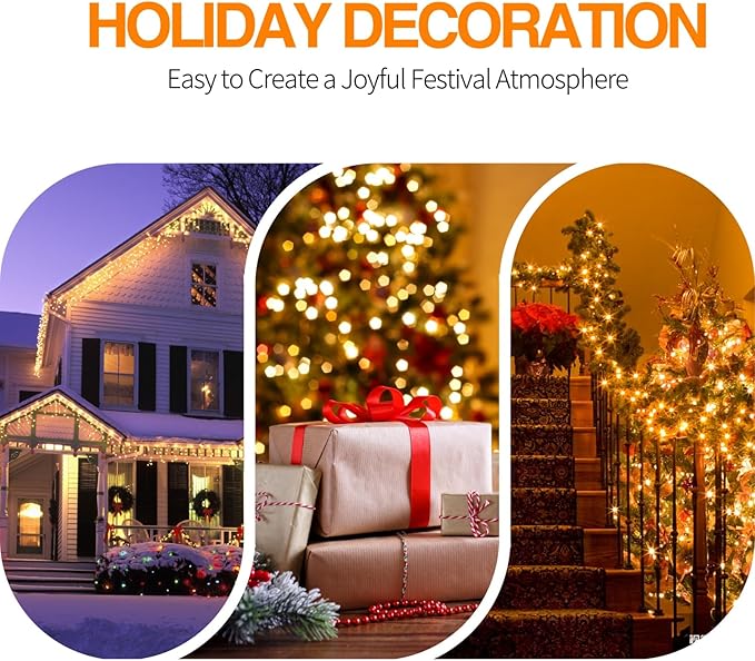 C7 Replacement Bulbs, 25 Pack Clear Warm White LED Christmas Light Bulbs, E12 Candelabra Base, Commercial Grade for Outdoor Halloween String Lights, Holiday Party Décor