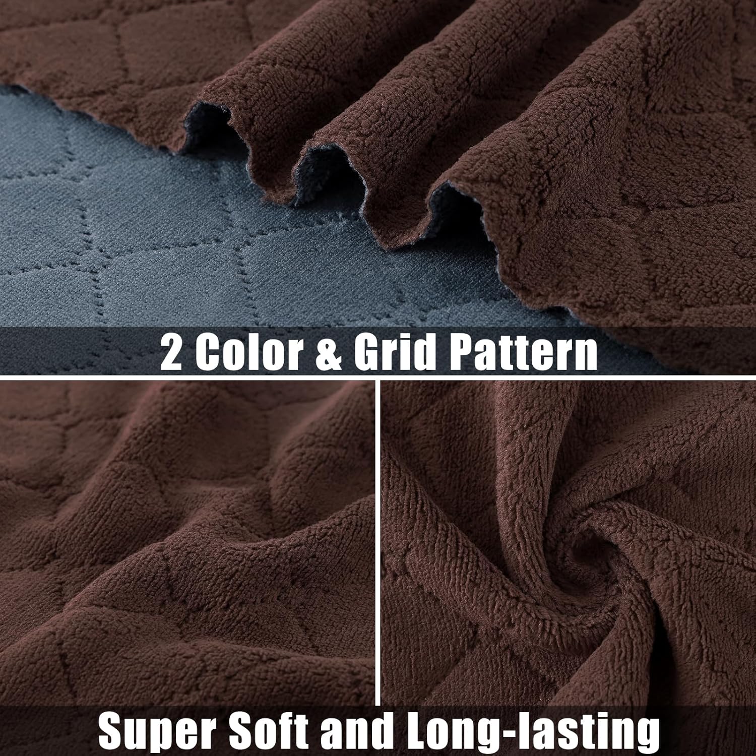 Mordimy 24 Pack Kitchen Towels (20" x 10", Dark Grey & Brown), Super Soft and Absorbent Dish Towels, Coral Velvet Microfiber Cleaning Cloth, Nonstick Oil Fast Dry Dish Cloths