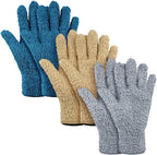 Patelai 3 Pairs Microfiber Plant Dusting Gloves Leaf Cleaning Gloves for Indoor Plants, Blinds, Furniture, House(Large,Dark Blue, Gray, Khaki)