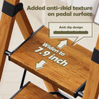 Taranta 5 Step Ladder, Portable Folding Ladder with Wide Pedal, Lightweight Aluminum Step Stool with Convenient Handgrip, 330 lbs Capacity Stepladder for Home, Office - Woodgrain