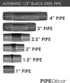 PIPE DÉCOR 1/2" x 2-1/2" Malleable Cast Iron Pipe Nipple, Pre Cut Connectors, Industrial Steel Grey Fits Standard Half Inch Black Threaded Pipes Nipples and Fittings, Vintage DIY Furniture, 10 Pack