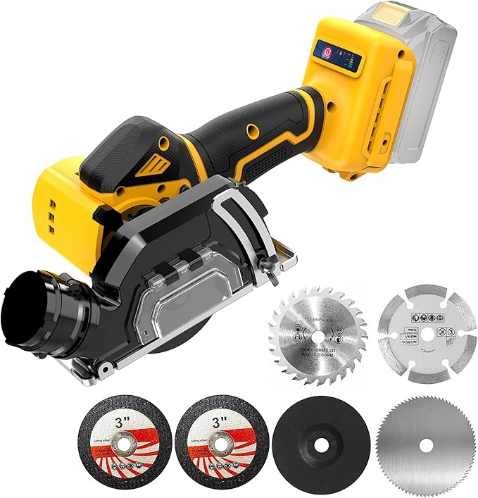 3" Cordless Cut Off Tool Compatible With DeWalt 20V MAX Battery(NO Battery) Mini Circular Saw Brushless Compact with 3" Blades,19000RPM,Removable Dust Cover for Metal/Wood/Tile/Plastic