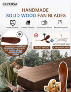 42 Inch Ceiling Fans with Lights and Remote, 3 Blades Outdoor Wood Propeller Ceiling Fans, Dimmable Quiet Noiseless DC Motor for Farmhouse, Living Room, Bedroom, Indoor, Walnut