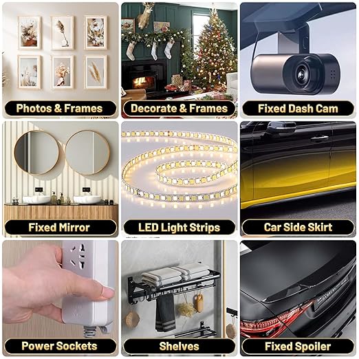 High Temp Resistant Heavy Duty Double Sided Tape Pro+ - Super Strong, Removable No Residue, Weatherproof - for Home, Outdoor, Automotive Use - 0.4" x 19.7 ft