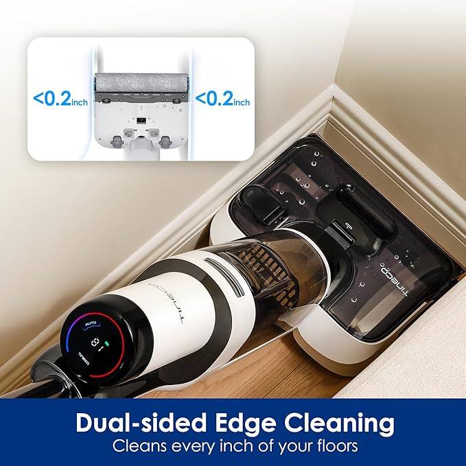 Tineco Floor ONE Stretch S6 Cordless Wet Dry Vacuum Cleaner, 180°Lay-Flat Smart Vacuum Mop, 40 Minutes Long Runtime 158℉ Flashdry Self-Cleaning, Dual-Sided Edge Cleaning Lightweight Floor Cleaner