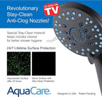 AquaCare High Pressure 8-mode Handheld Shower Head - Anti-clog Nozzles, Built-in Power Wash to Clean Tub, Tile & Pets, Extra Long 6 ft. Stainless Steel Hose, Wall & Overhead Brackets