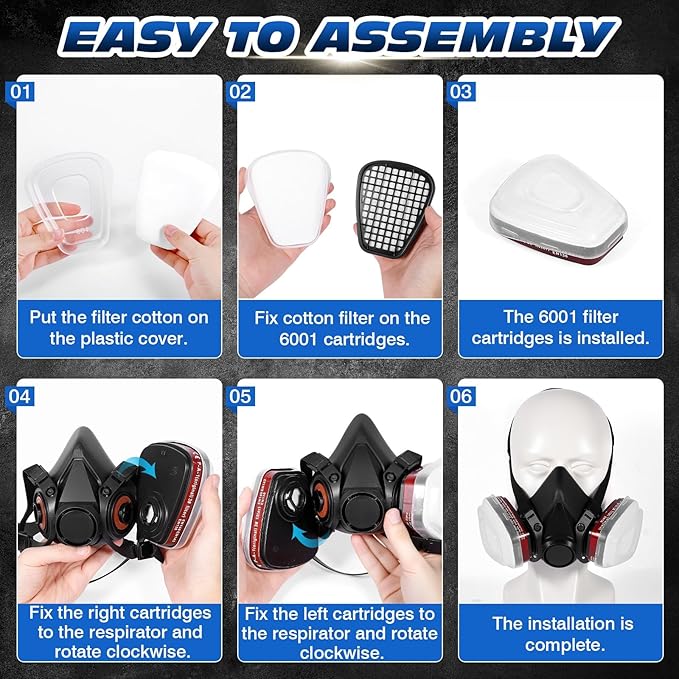 Respirator Mask with Filters and Goggles, Chemical Respirators Gas Mask for Paint, Epoxy Resin Respirator