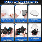 Respirator Mask with Filters and Goggles, Chemical Respirators Gas Mask for Paint, Epoxy Resin Respirator