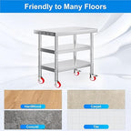 Stainless Steel Caster Wheels 4 inch, 3/8"-16x1 Threaded Stem Swivel Casters Set of 4, Non-Marking Silent Polyurethane PU Wheels for Furnitures,Restaurants,Labs,Hospital