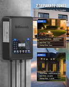 500W Low Voltage Landscape Transformer, 2 Zone Independent Control Landscape Lighting Transformer, 120VAC to 12/14V AC Low Voltage Transformer with Timer & Photocell Sensor ETL Listed D24LT06