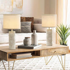 25.25" Tall White Lamps Set of 2 with Floral Design, Farmhouse White Ceramic Lamps Set of 2 for Bedroom, Living Room, Beige Table Lamps for Nightstands, Console Table