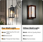 Pia Ricco Outdoor Wall Lights, Dusk to Dawn Matte Black Exterior Light Fixture with Clear Glass Shade, Photocell Sensor Front Porch Lighting, Modern Sconce Lantern for House, Garage, Patio, ETL Listed
