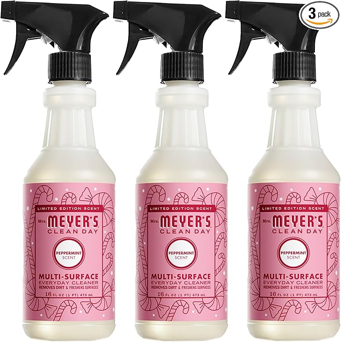 Mrs. MEYER'S CLEAN DAY Multi-Surface Everyday Cleaner, Peppermint Scent, 16 Ounce Bottle (Pack of 3)