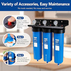 HQUA WF3-01 3-Stage Whole House Water Filtration System, Reduces Heavy Metals (Lead, Mercury, Copper, Nickel, Chromium), Chloramine, Sediment, Odor, and VOC’s
